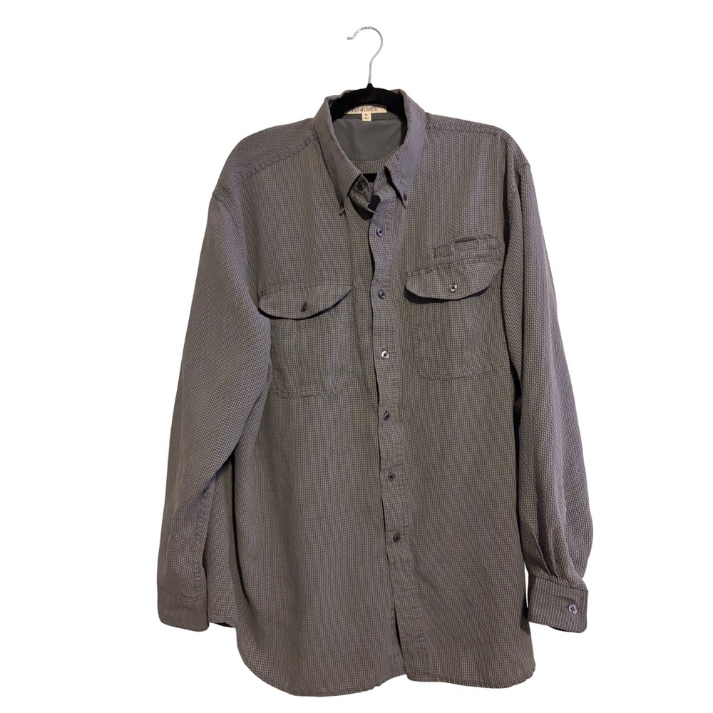 TRAVELSMITH‎ Mens Gray Plaid Long Sleeve Button Down Shirt Size XL